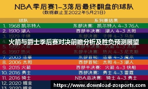 火箭与爵士季后赛对决前瞻分析及胜负预测展望